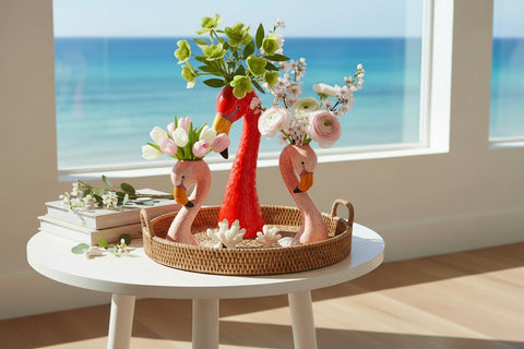Flamingo Head Vase — Tropical Statement Planter & Vase 3 in a set