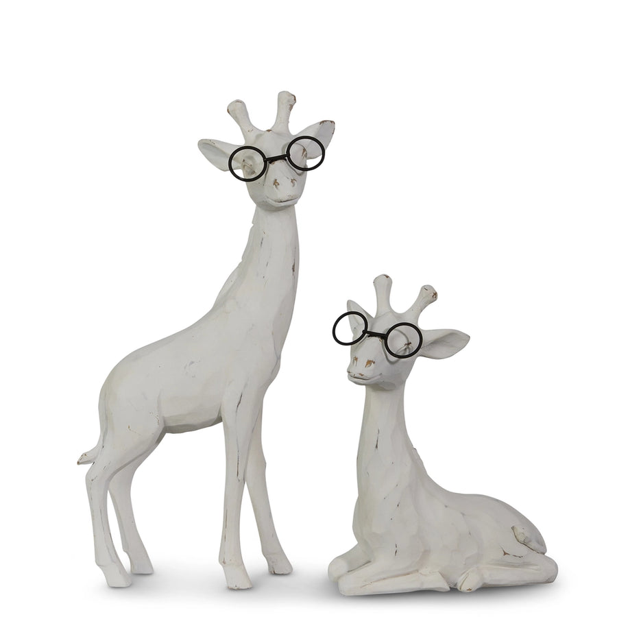 Giraffe with Glasses — Whimsical Safari Nursery Figurine set of 2