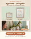 The Gnome & Print Set · 4 Mushroom Gnomes + Your Framed Print