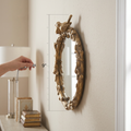 Bird on Branch Oval Mirror — Nature-Inspired Wall Accent
