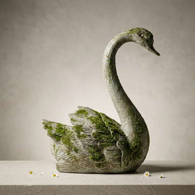 Elegant Resin Swan Figurine | 12.75" Sculptural Home Décor