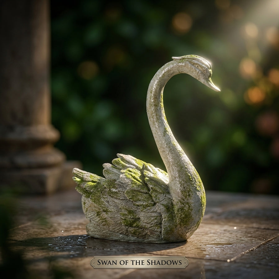 Elegant Resin Swan Figurine | 12.75" Sculptural Home Décor