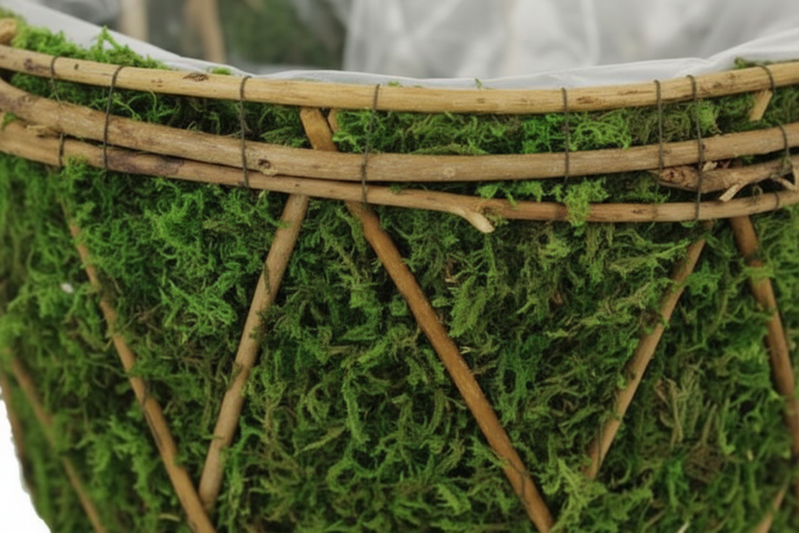 Set of 2 Twig & Moss Planter Pots – Rustic Farmhouse Decorative Moss Planters (6" & 7.75")