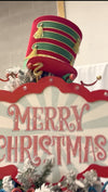 Merry Christmas Circus Marquee Tree Topper with Nutcracker Top Hat