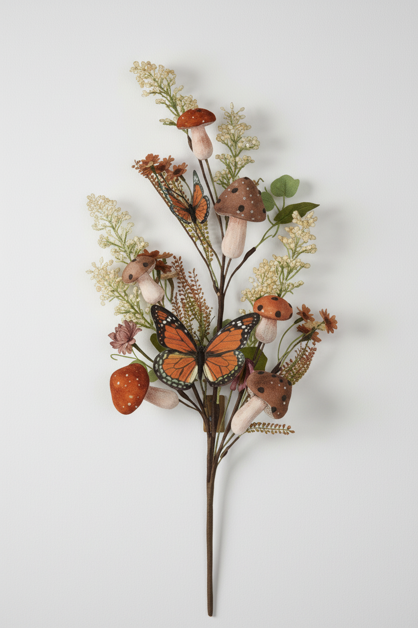 Mushroom Butterfly Floral Spray on its own — 32 inches, so you can see every stem before styling