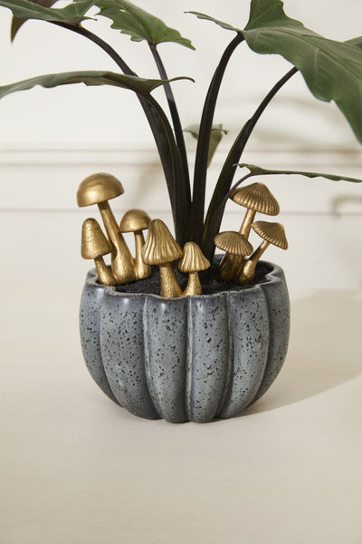 Gold Mushroom Plant Sticks Set of 3