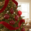 Red Swirl Glass Ornaments – Set of 6 Christmas Ornaments
