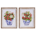 Wild Berry in Vase Scalloped Framed Wall Art — 16" Botanical Print Set of 2