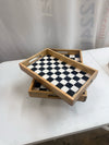 Black & White Check Enameled Wood Nesting Trays – Set of 2