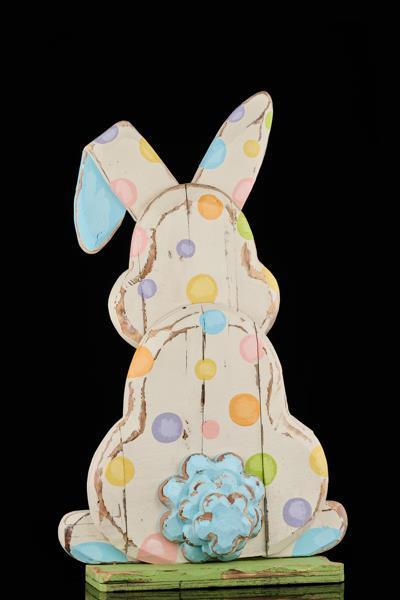 "40" Oversized Polka Dot Wood Easter Bunny Décor with Base"